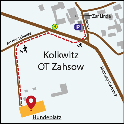 Weg vom Parkplatz zur Hundeschule